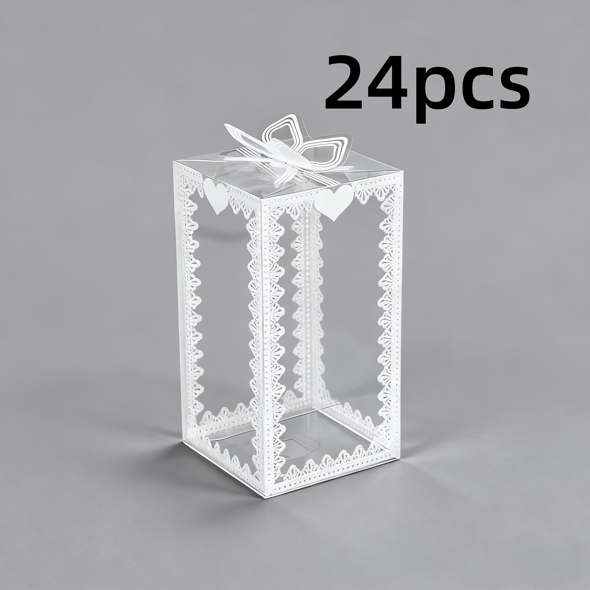 Clear Lace Bow Top Gift Boxes for Weddings